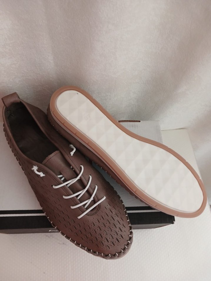 Bağcıklı Kahverengi Stiletto  Ayakkabı - Görsel 3