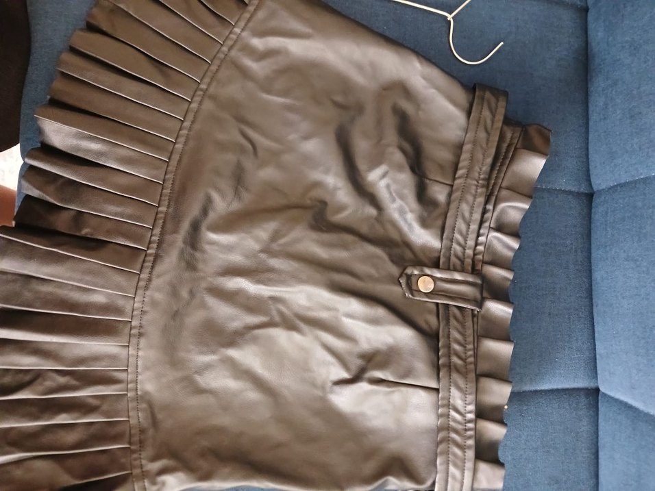 Kadın siyah renk Deri mini etek - Görsel 2