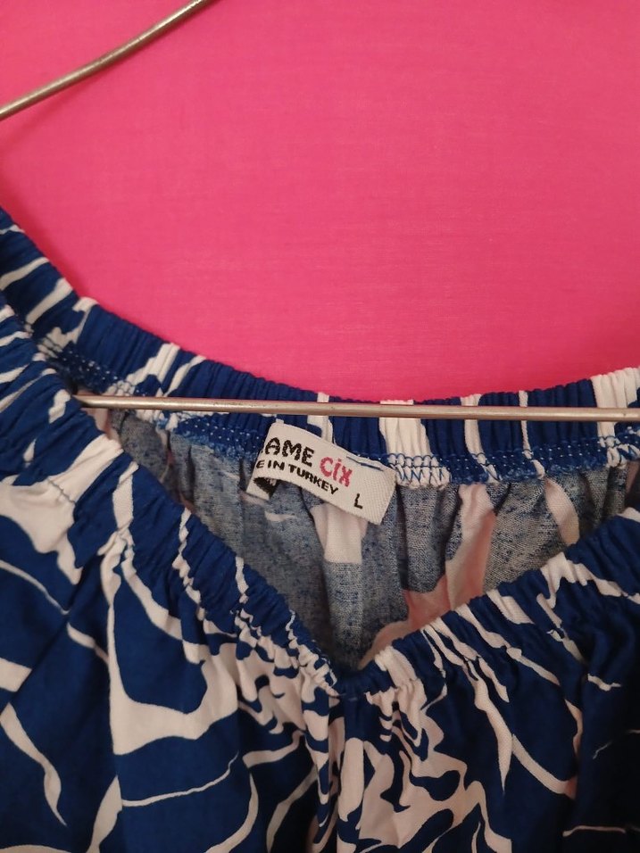 Mavi Renkli Bohem Mini Bluz - Görsel 4