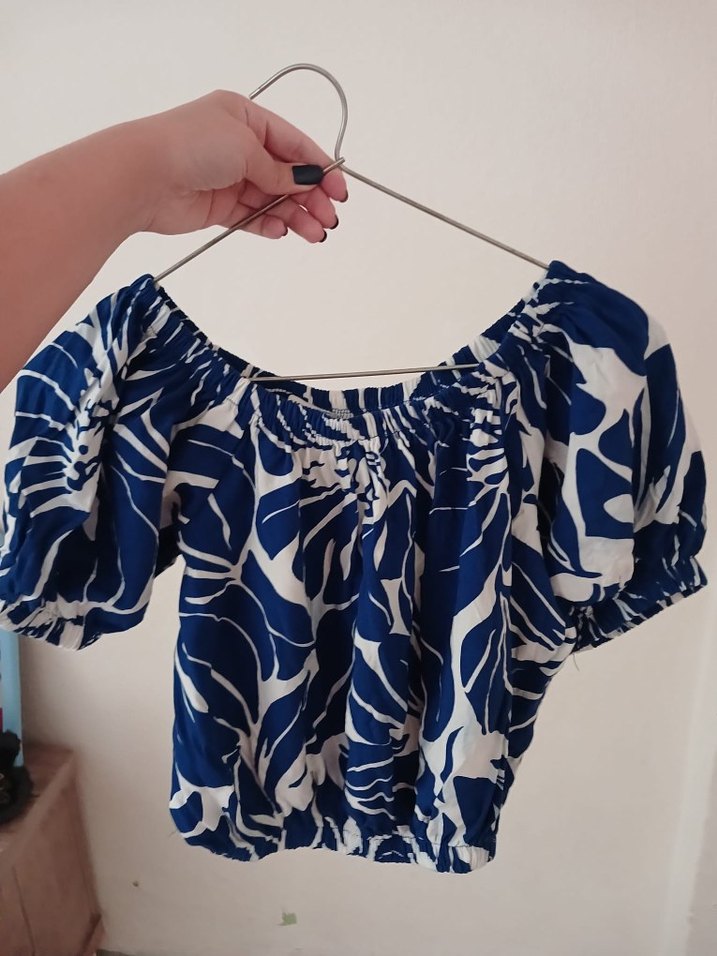 Mavi Renkli Bohem Mini Bluz - Görsel 3