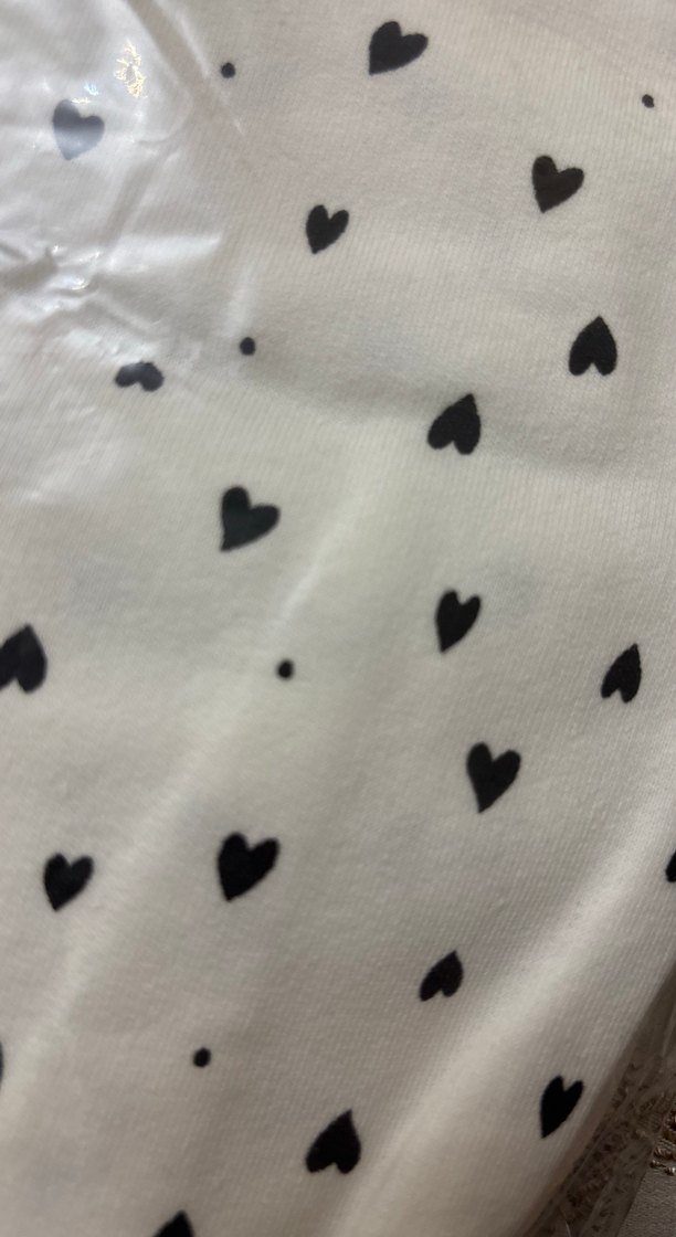 Beyaz Kalp Desenli Uzun Pijama % 100 pamuklu - Görsel 2