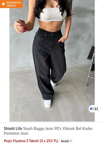 27 Beden Siyah Kadın baggy pantolon