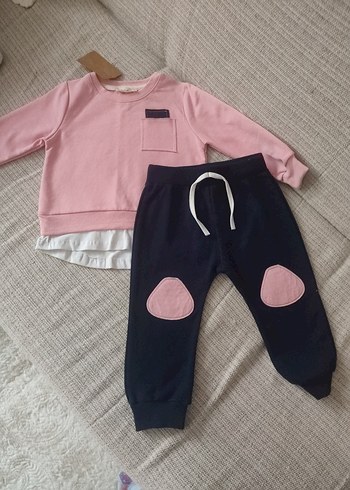 Pembe Uzun Kollu Bebek Kız Takımı