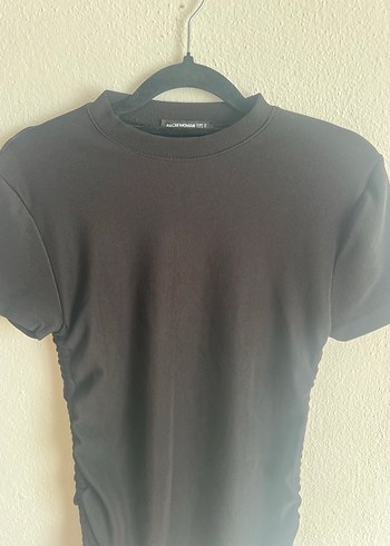 Siyah Kısa Kollu Midi Triko Elbise - Görsel 3