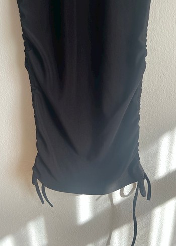 Siyah Kısa Kollu Midi Triko Elbise - Görsel 2