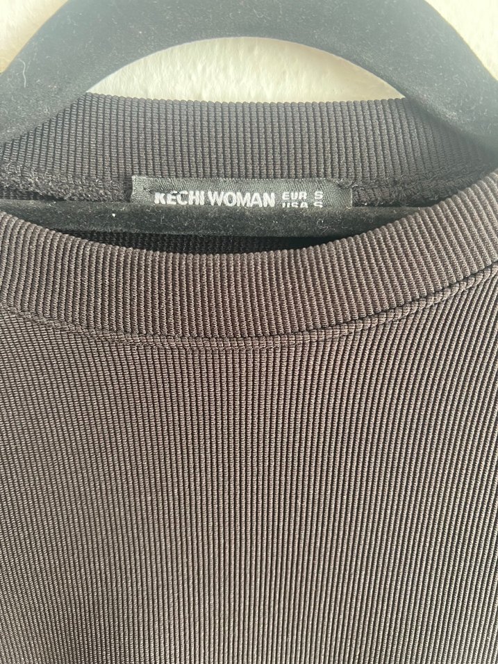 Siyah Kısa Kollu Midi Triko Elbise - Görsel 4