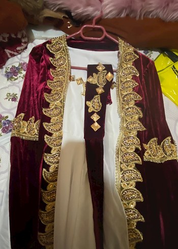 Diger Bordo Nakışlı Uzun Kadın Kınalık Elbise