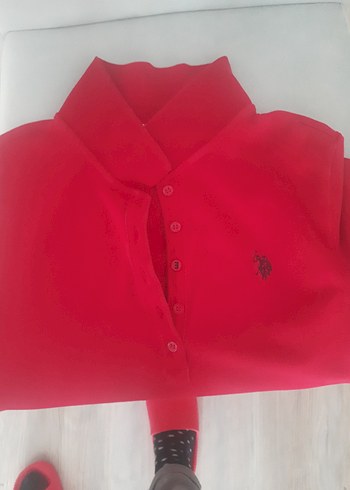 Bordo Kısa Kollu Polo Yaka Kadın Tişört - Görsel 5