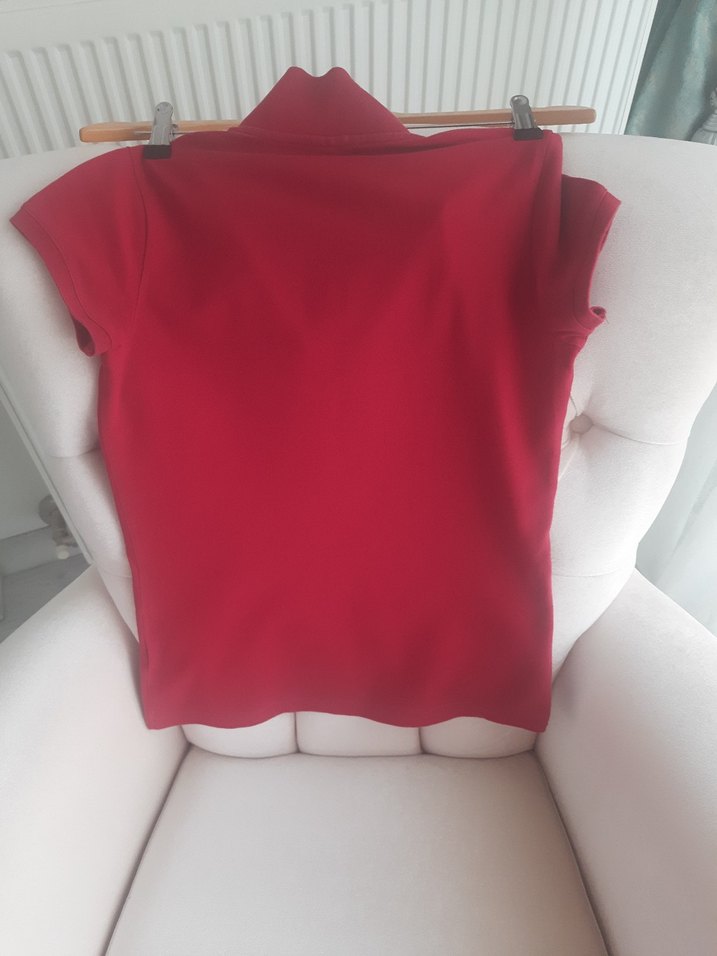 Bordo Kısa Kollu Polo Yaka Kadın Tişört - Görsel 3