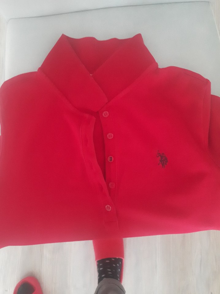 Bordo Kısa Kollu Polo Yaka Kadın Tişört - Görsel 5