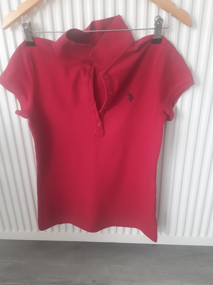 Bordo Kısa Kollu Polo Yaka Kadın Tişört - Görsel 2