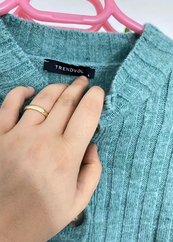 Trendyol & Milla Düğmeli Turkuaz Kadın Triko Kazak