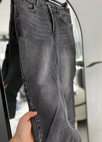 Gri Bol Kesim Kadın Kot Pantolon - Görsel 3