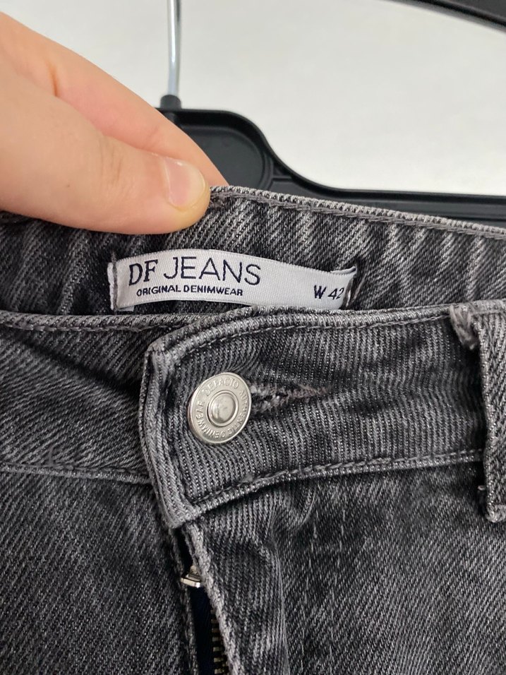 Gri Bol Kesim Kadın Kot Pantolon - Görsel 5