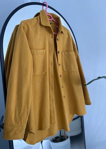 Düğmeli Sarı Rahat Kesim Kadın Gömlek - Görsel 3