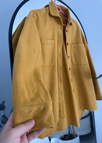 Düğmeli Sarı Rahat Kesim Kadın Gömlek - Görsel 5