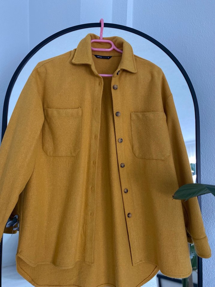 Düğmeli Sarı Rahat Kesim Kadın Gömlek - Görsel 4