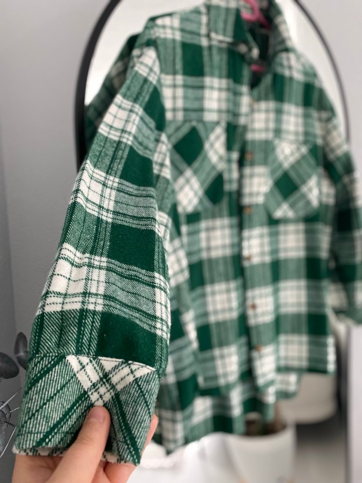 Yeşil Ekose Düğmeli Salaş Kadın Gömlek - Görsel 3