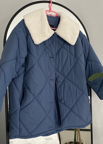 Mavi Kadın Peluş Detaylı Kış Montu - Görsel 8