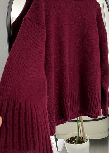 Bordo Örgü Kadın Kazak - Görsel 5