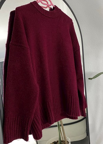 Bordo Örgü Kadın Kazak - Görsel 3