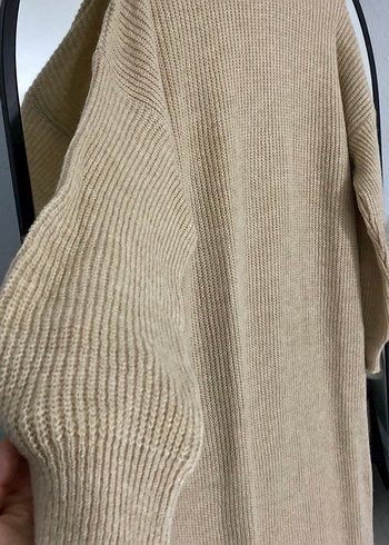 Bej Triko Uzun Kollu Salaş Elbise - Görsel 4