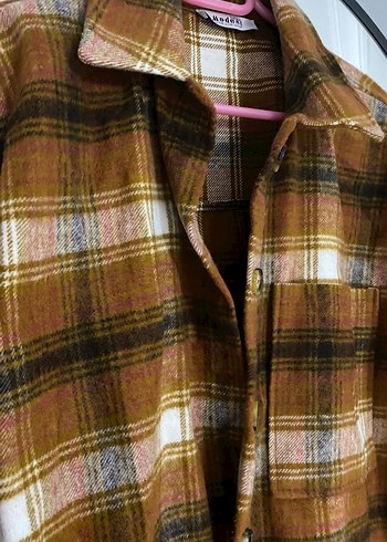 Düğmeli Kahverengi Kadın Gömlek - Görsel 7