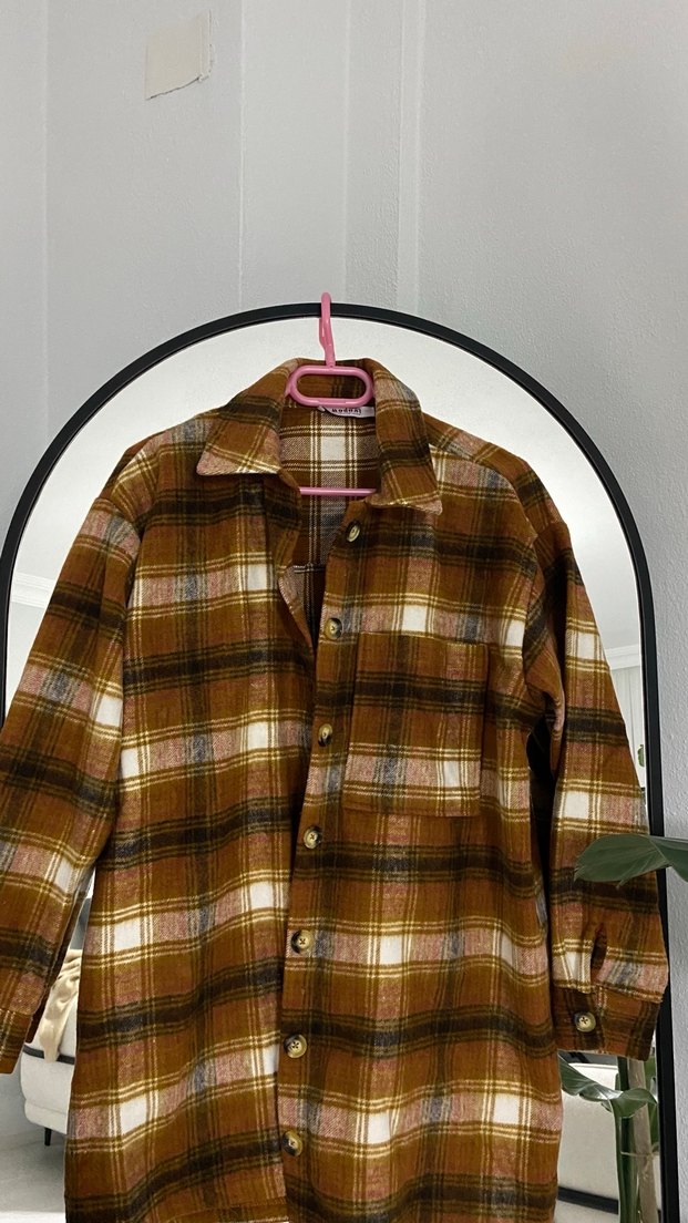 Düğmeli Kahverengi Kadın Gömlek - Görsel 4