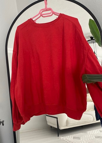 Kırmızı Oversize Kadın Sweatshirt - Görsel 2
