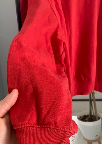 Kırmızı Oversize Kadın Sweatshirt - Görsel 3