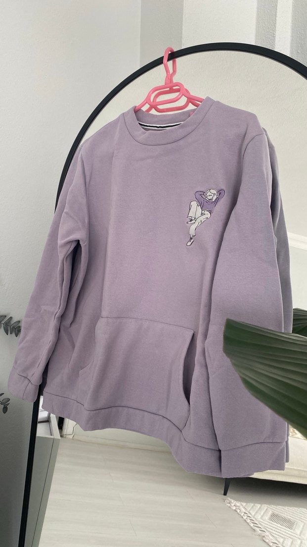 Mor Baskılı Kadın Sweatshirt - Görsel 2