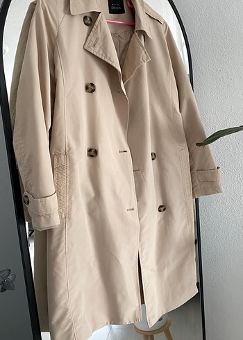 Bej Midi Kadın Trençkot Düğmeli - Görsel 3