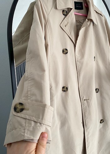 Bej Midi Kadın Trençkot Düğmeli - Görsel 4
