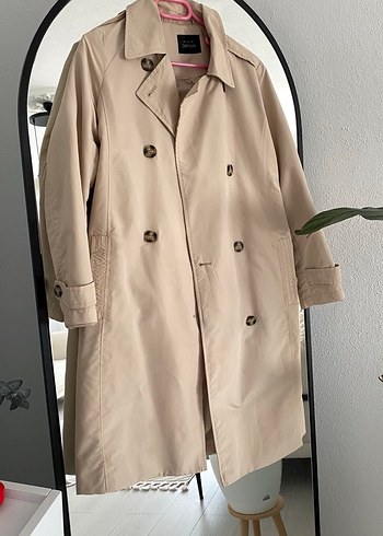 Bej Midi Kadın Trençkot Düğmeli - Görsel 2