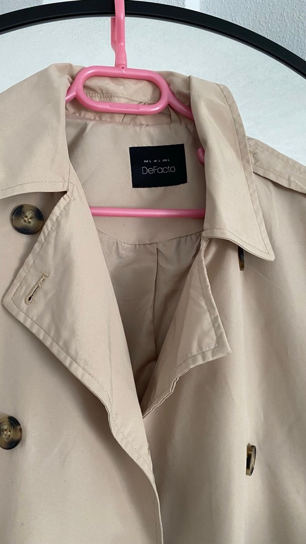 Bej Midi Kadın Trençkot Düğmeli - Görsel 5