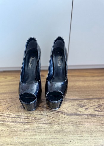 Siyah Rugan Platformlu Stiletto Topuklu - Görsel 4