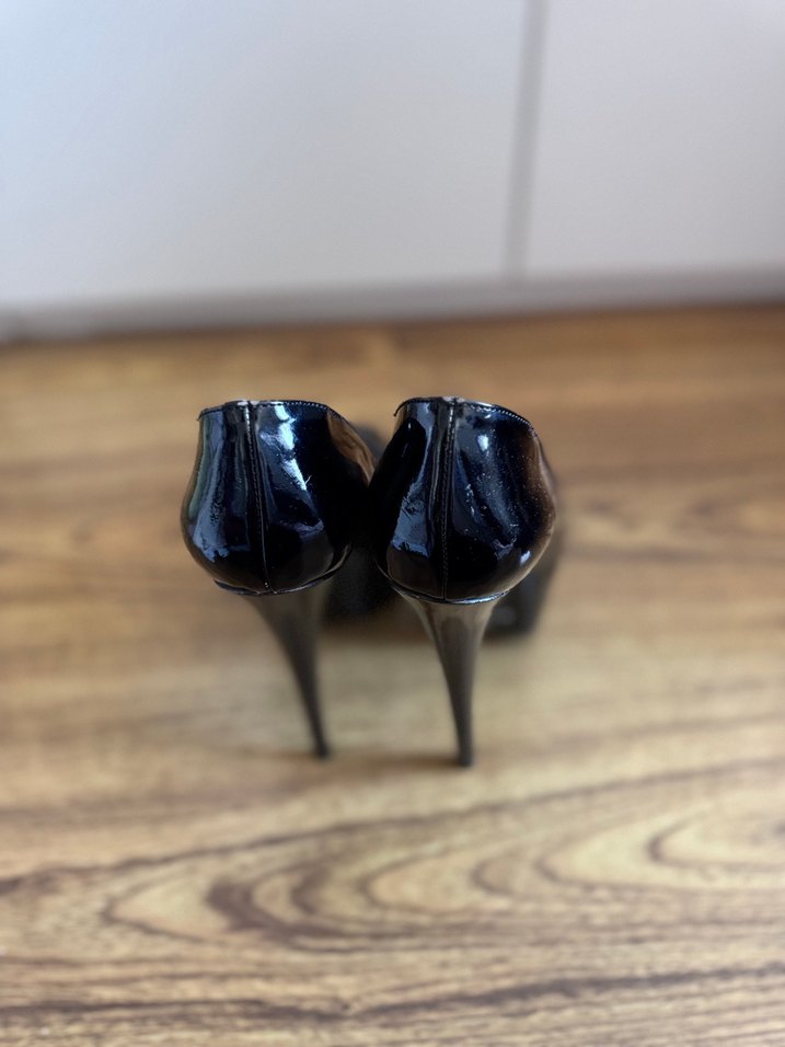 Siyah Rugan Platformlu Stiletto Topuklu - Görsel 5