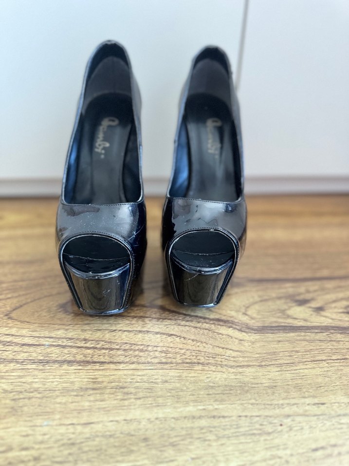 Siyah Rugan Platformlu Stiletto Topuklu - Görsel 2