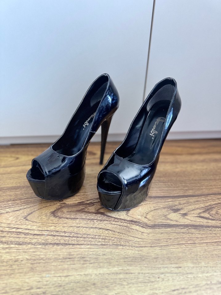 Siyah Rugan Platformlu Stiletto Topuklu - Görsel 3