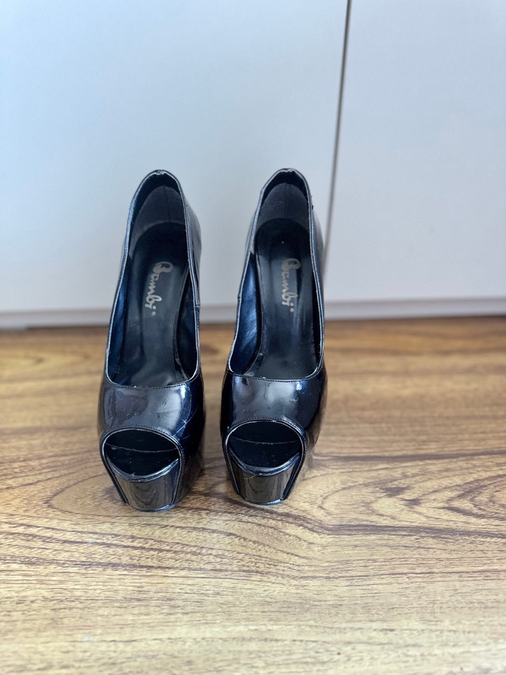 Siyah Rugan Platformlu Stiletto Topuklu - Görsel 4