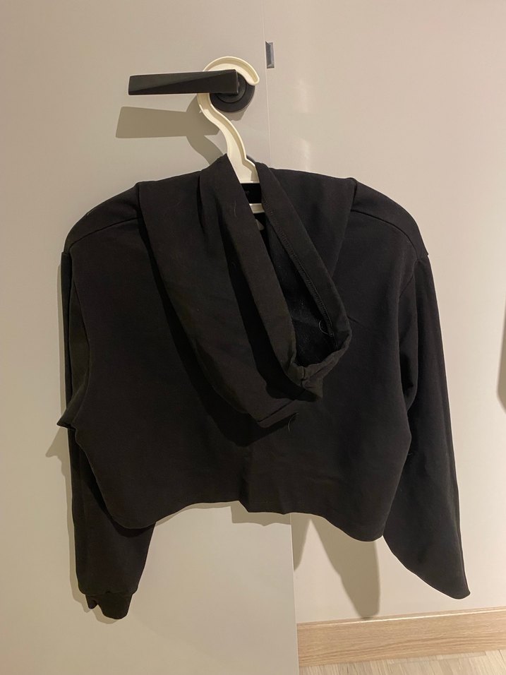 Kapüşonlu Siyah Baskılı Kadın Sweatshirt - Görsel 2