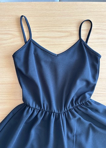 Siyah  Askılı Mini geniş şort Tulum - Görsel 4