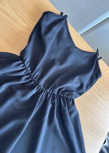 Siyah  Askılı Mini geniş şort Tulum - Görsel 3