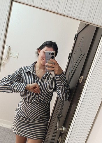 Diğer Gri Zebra Desenli Midi Elbise