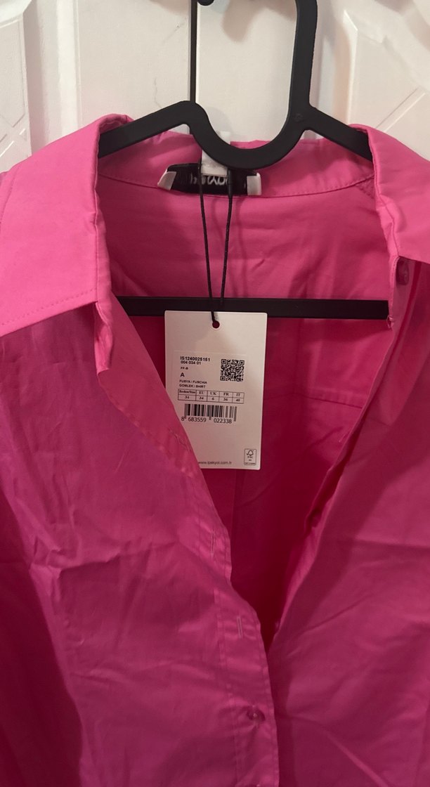 Pembe V Yaka Düğmeli Kadın Gömlek ipekyol - Görsel 2