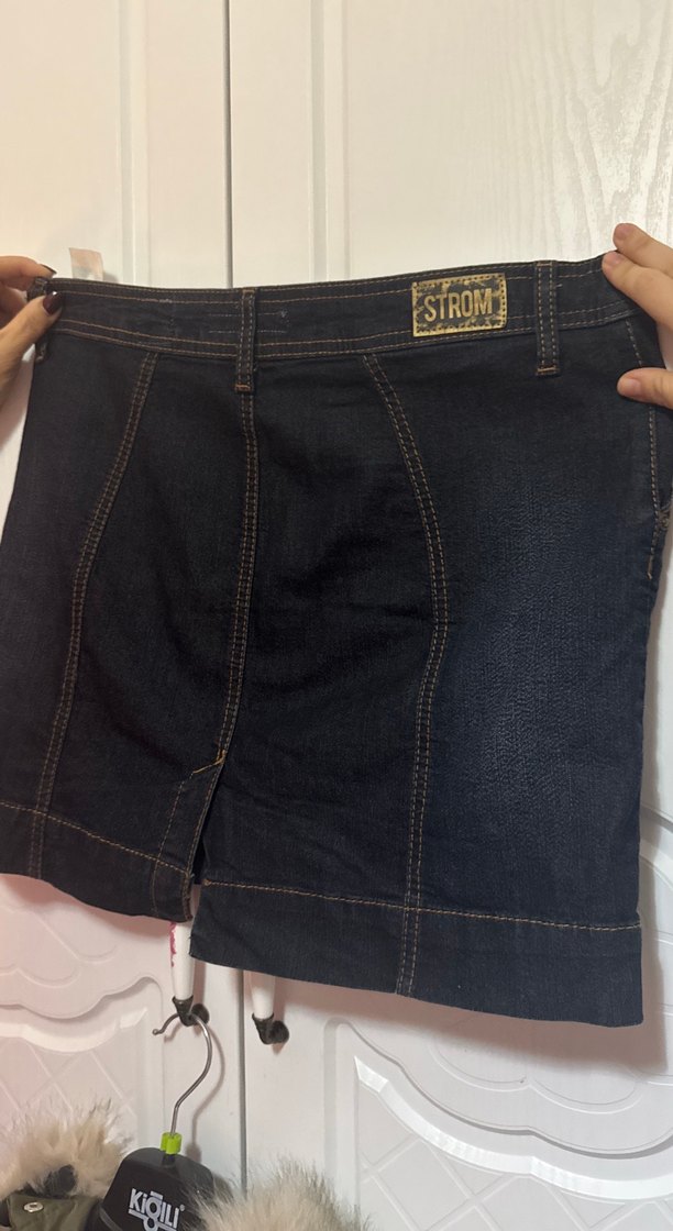 Fermuarlı Lacivert Denim Mini Etek - Görsel 2