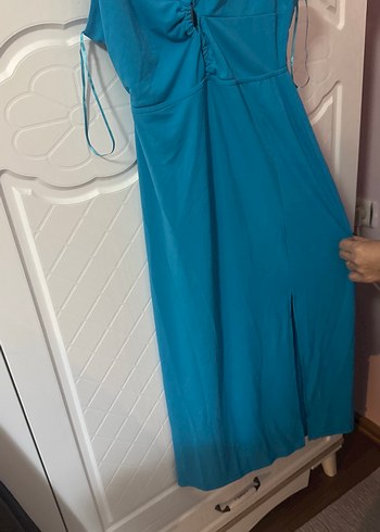 İnce Askılı Turkuaz Uzun Elbise ipekyol - Görsel 2