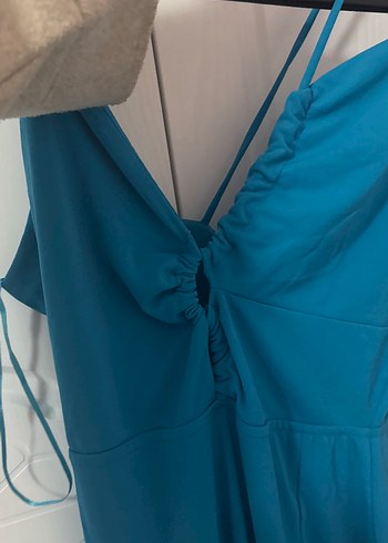 İnce Askılı Turkuaz Uzun Elbise ipekyol - Görsel 5