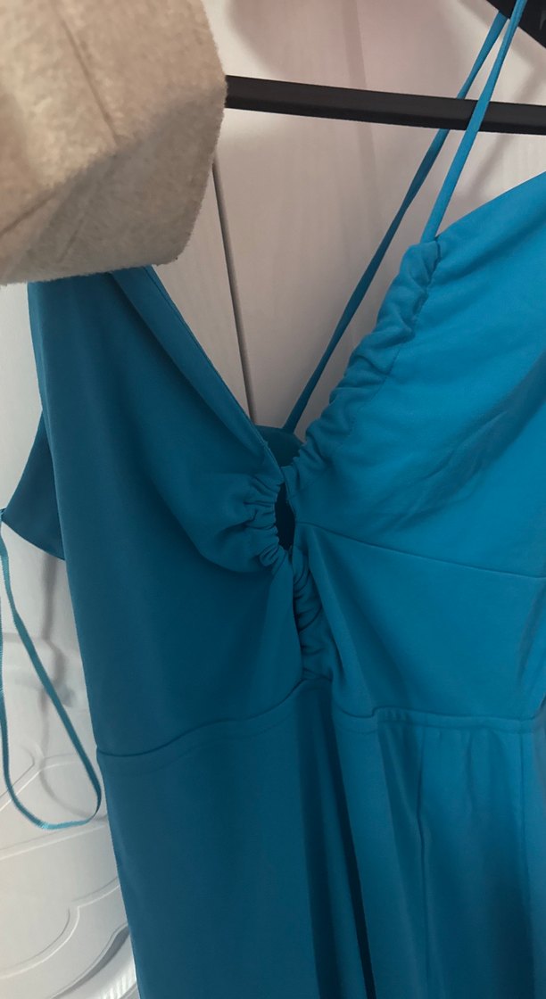 İnce Askılı Turkuaz Uzun Elbise ipekyol - Görsel 5