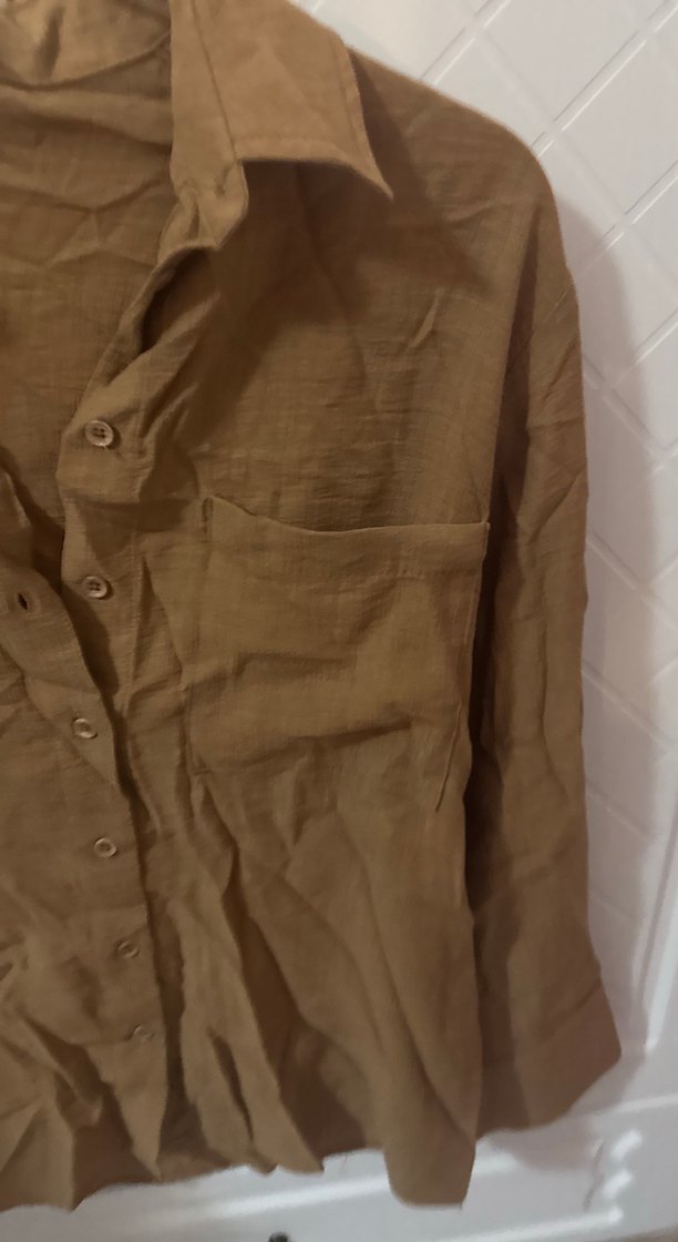 Bej KDüğmeli Kadın Gömlek ipekyol - Görsel 4